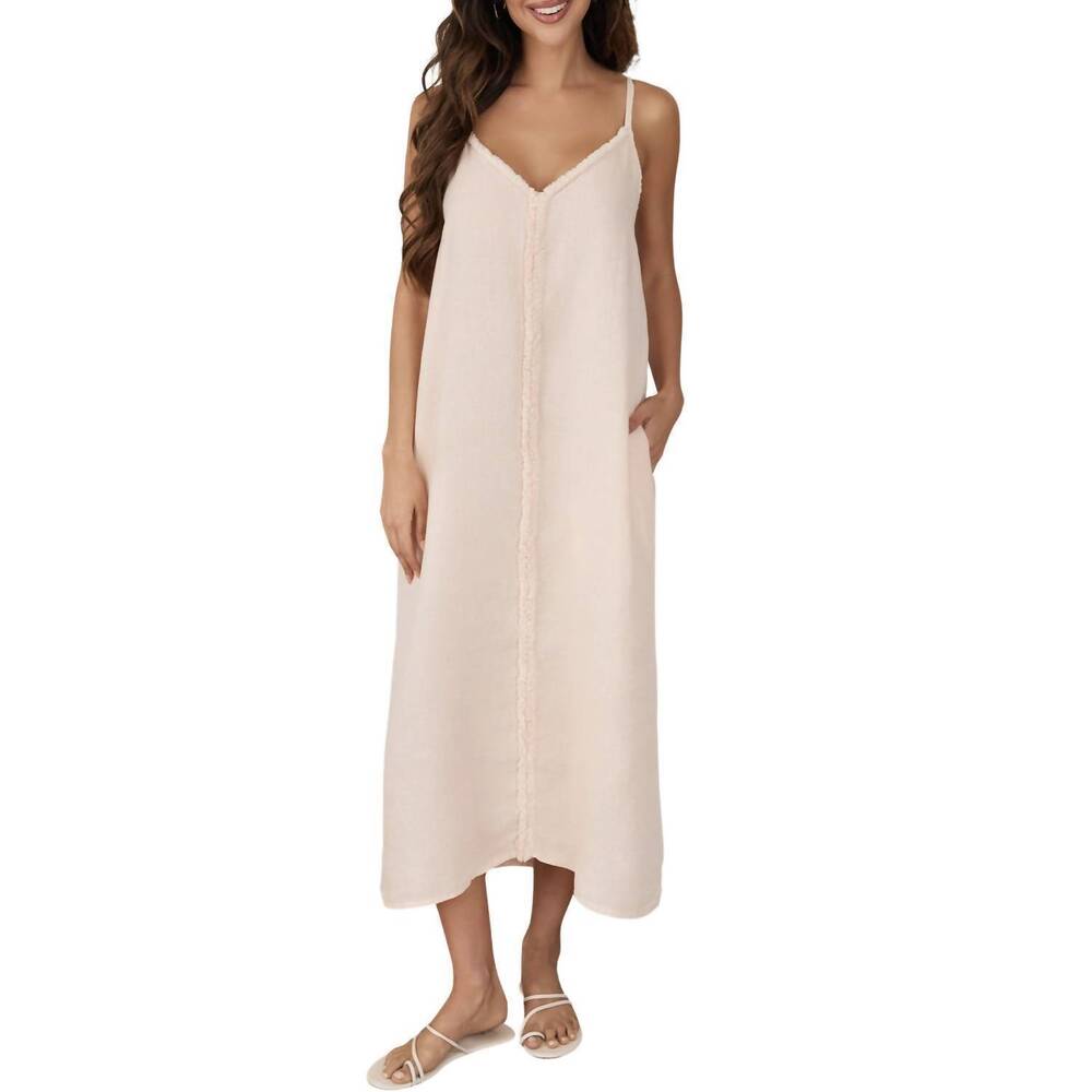 NEW MILIO MILANO raw edge maxi dress with pockets in blush